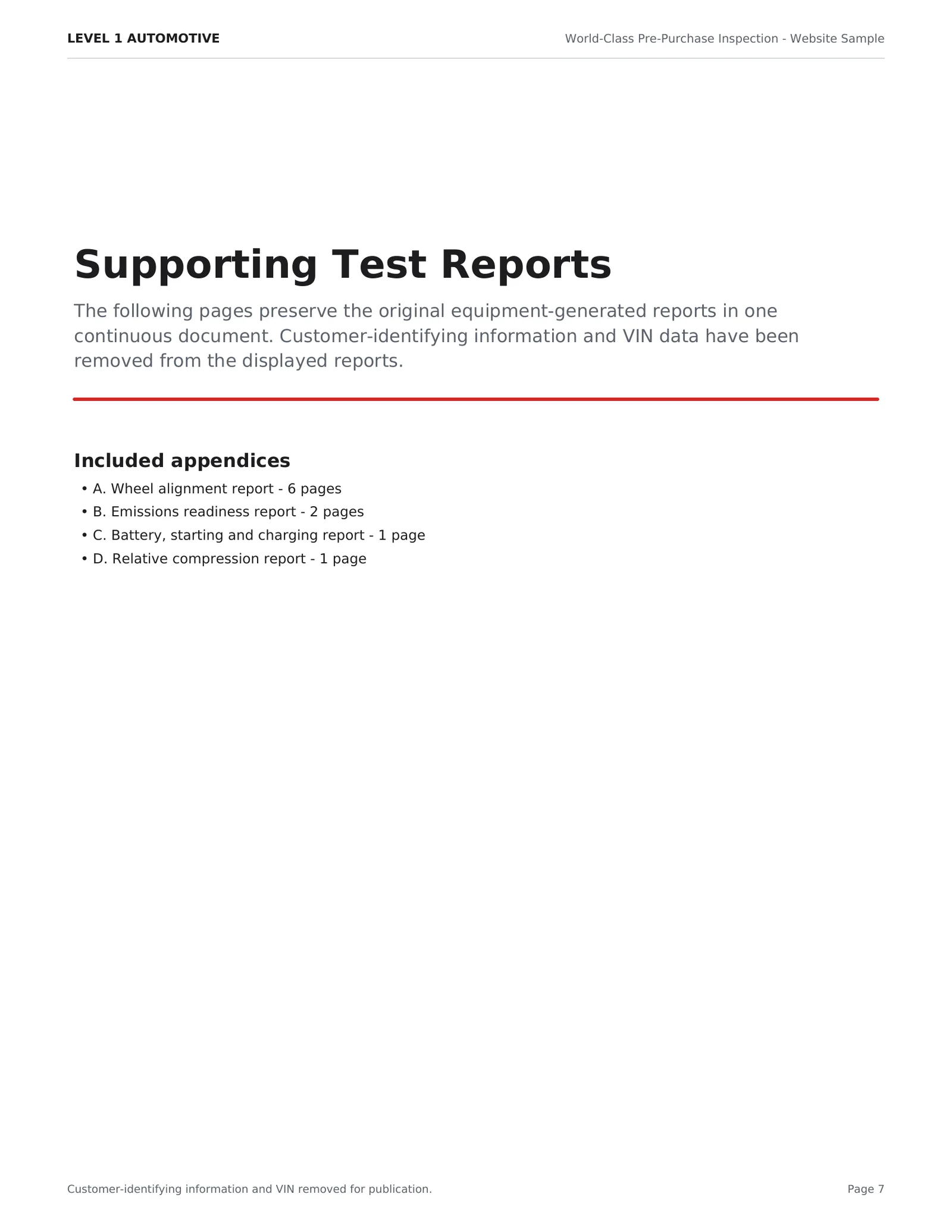 Level 1 Automotive pre-purchase inspection sample - page 7 of 18